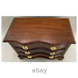 Miniature Mahogany Serpentine Three Drawer Chest with Round Brass Pulls