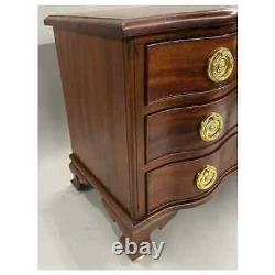 Miniature Mahogany Serpentine Three Drawer Chest with Round Brass Pulls