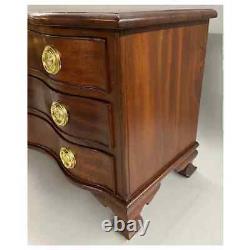 Miniature Mahogany Serpentine Three Drawer Chest with Round Brass Pulls