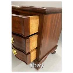 Miniature Mahogany Serpentine Three Drawer Chest with Round Brass Pulls