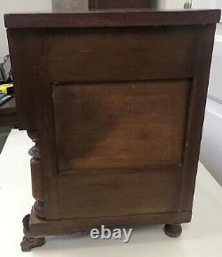Miniature Mahogany Two Drawer Chest with Hairy Paw Feet