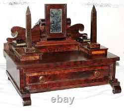 Miniature dresser, jewelry chest, c1848, Empire, mahogany, burl, child, doll, 13