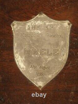 Mwele Campaign 1895 Kenya antique campaign trunk mahogany silver memento plaque
