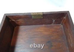 Old Antique Indian Mughal/Rajasthani Mahogany Wood Brass Writing Campaign Chest