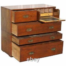 Original 1890 Army & Navy C. S. L Stamped Campaign Chest Of Drawers Including Desk