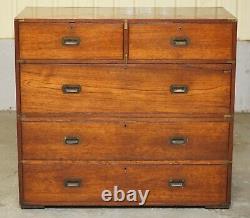 Original Circa 1900 Army & Navy C. S. L Stamped Military Campaign Chest Of Drawers
