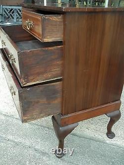 Outstanding Mahogany Banded Inlay Chest On Frame with Brass Hardware 19thc
