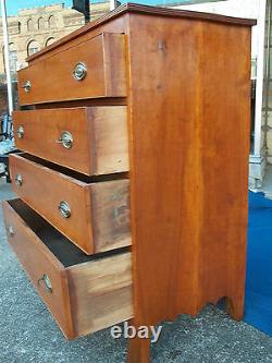 Outstanding Mahogany Hepplewhite Four Drawer Chest with Brass Hardware 19thc
