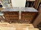 PAIR Antique 18th / 19th C ITALIAN Bed Side MARBLE TOP CHEST Nightstand COMMODES