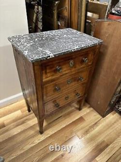 PAIR Antique 18th / 19th C ITALIAN Bed Side MARBLE TOP CHEST Nightstand COMMODES