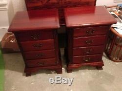 PAIR FOUR DRAWER MAHOGANY NIGHTSTANDS END TABLES CHESTS by kling SOLID MAHOGANY