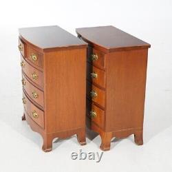 Pair Antique Hepplewhite Diminutive Flame Mahogany Bow Front Side Chests c1940