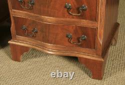 Pair English Georgian Style Flame Mahogany Serpentine Bedside Chest of Drawers