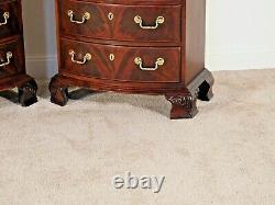 Pair Flame Mahogany THOMASVILLE Chippendale 18th Cen. Collection Bedside Chests