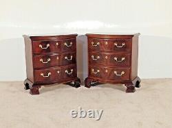 Pair Flame Mahogany THOMASVILLE Chippendale 18th Cen. Collection Bedside Chests