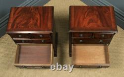 Pair Georgian Style Flame Mahogany Bedside Chest of Drawers Tables Nightstands