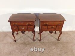 Pair Link-Taylor Mahogany Queen Ann Ball & Claw Bedside Chests Nitestands