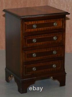 Pair Of Flamed Mahogany Bedside Lamp Wine End Table Sized Chest Of Drawers
