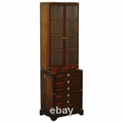 Pair Of Harrods Kennedy Military Campaign Mahogany Bookcases + Chest Of Drawers