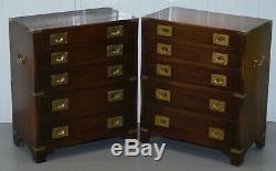 Pair Of Mahogany Military Campaign Bevan Funnell Side Table Chest Of Drawers