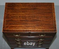 Pair Of Stunning Flamed Mahogany Side Table Sized Chests Of Drawers Serving Tray