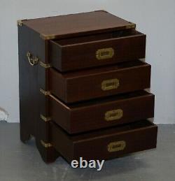 Pair Ofvintage Harrods Kennedy Military Campaign Side Table Chests Of Drawers
