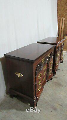Pair Solid Mahogany Custom Bachelor Chests Dressers Nightstands Block-Front