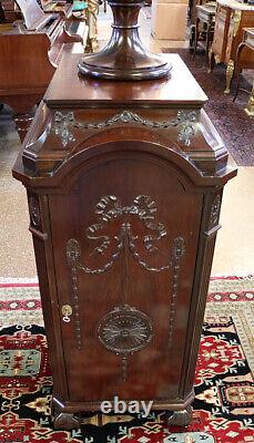 Pair of Mahogany 19th Century Adams Style Silver Chest Pedestals With Urns