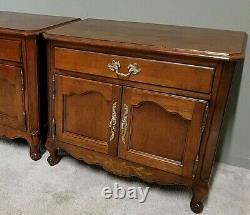 Pair of WELLINGTON HALL French Provincial Solid Mahogany Nightstands Chests