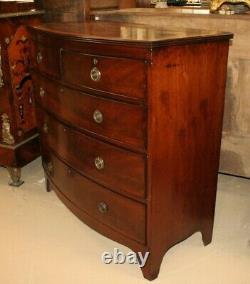 Period English Hepplewhite 5 Drawer Chest of Drawers Mahogany Bow Front BD22