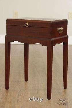 Quality Mahogany Inlaid Box on Stand Side Table