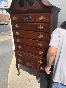 Queen Anne 2 Piece Solid Mahogany Link Taylor Furniture Highboy Chest Of Drawers