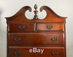 Queen Anne Mahagony Highboy Dresser Chest by Davis Cabinet Company in 1942
