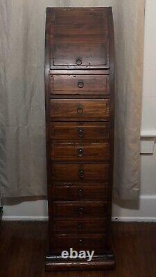 RARE Antique 1930's Teak Jewelry / Lingerie Chest 10 Drawer Stunning Curved
