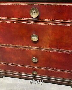 RARE Mahogany MCM Leather Front Chest by Tommi Parzinger for Charak Modern WOW