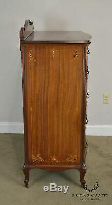 R. J. Horner Antique Mahogany Marquetry Inlaid High Chest