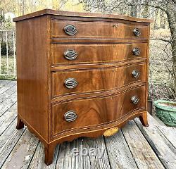 Rare Biggs John Shaw Federal Style Mahogany Serpentine Front Chest with Inlay