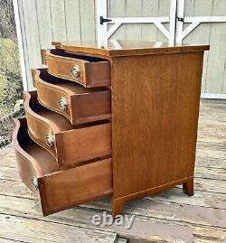 Rare Biggs John Shaw Federal Style Mahogany Serpentine Front Chest with Inlay