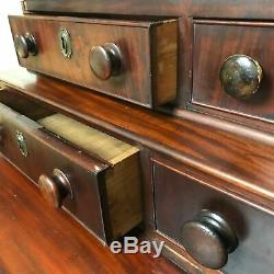 Rare Flame Mahogany Empire Double Decker Chest of Drawers