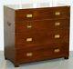 Rare S&h Jewell Stamped Victorian Mahogany Military Campaign Chest Of Drawers