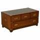 Rare Vintage Flamed Mahogany Military Campaign Low Chest Of Drawers