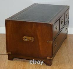 Rare Vintage Flamed Mahogany Military Campaign Low Chest Of Drawers