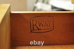 Rway Mid Century Modern Bleached Mahogany Sculpted Tall Chest Highboy Dresser