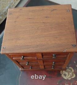 SALE Antique Apothecary Mini Cabinet 6 Drawer Heavy Wood Jewelry box chest