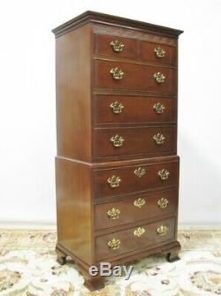Scarce Smaller Sized Baker Chippendale Furniture Mahogany Chest On Chest Mint