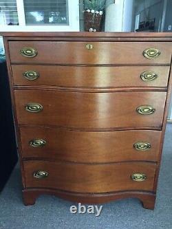 Serpentine Front Mahogany Tall Chest of Drawers Waverly DRESSER Mid Century