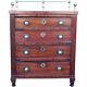 Small Antique English Mahogany and Brass Gallery Chest of Drawers 19th century