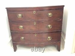 Small Antique Georgian Mahogany Bow Front Chest Of Drawers Found In England