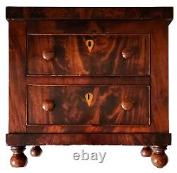 Small Document CHEST, Two Drawers, Childs, Miniature, Bold Flame Mahogany, 17t