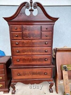 Solid Mahogany 2 pc Highboy Chest on Chest CLAW & BALL by W. K. COWAN CO CHICAGO